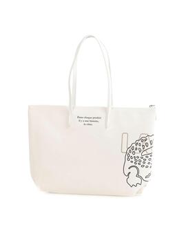 Bolsa Shopping Lacoste Impressão Branco para Mulher