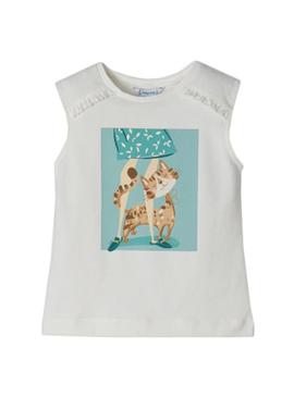 T-Shirt Mayoral Gato Branco para Menina