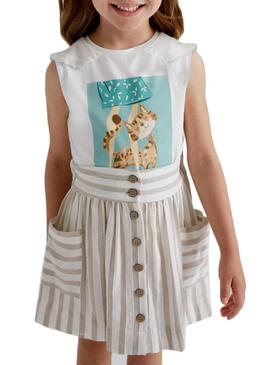 T-Shirt Mayoral Gato Branco para Menina