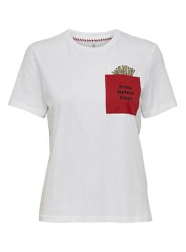 T-Shirt Only Polly Fries Branco para Mulher