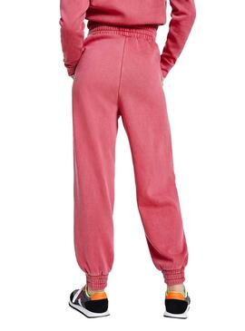 Pantalon Tommy Jeans College Logo Baggy Rosa Mulher