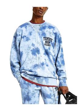 Sweat Tommy Jeans Tie Dye Detalhe Crew Homem