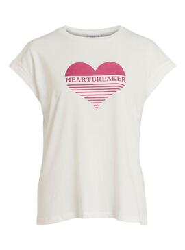 T-Shirt Vila Dreamia Heartbreacker Branco Mulher