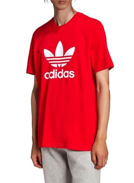 T-Shirt Adidas Trefoil Logo Vermelho para Homem