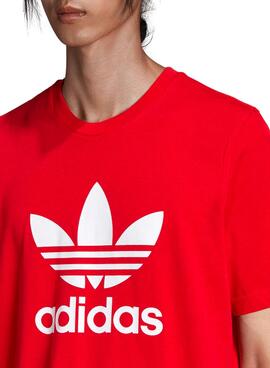 T-Shirt Adidas Trefoil Logo Vermelho para Homem