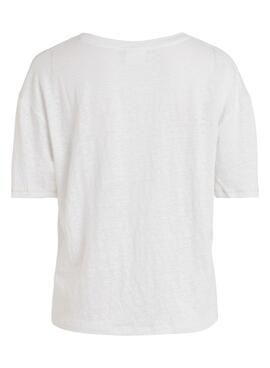T-Shirt Vila Oina Pescoço V Branco para Mulher