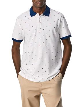 Polo Pepe Jeans Firemont Branco Estampado Homem