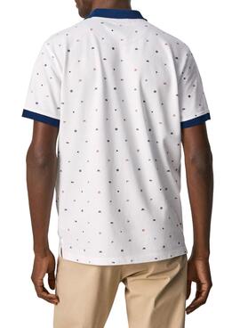 Polo Pepe Jeans Firemont Branco Estampado Homem