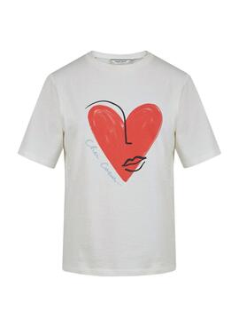 T-Shirt Naf Naf Coração Bege para Mulher