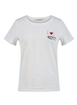 T-Shirt Naf Naf Mão Coração Bege para Mulher