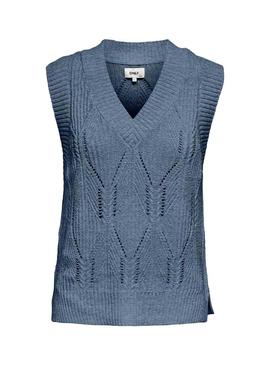 Colete Only Lasta Knitted Azul para Mulher