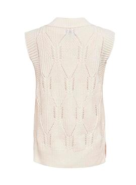 Colete Only Lasta Knitted Bege para Mulher