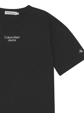 T-Shirt Calvin Klein Stack Logo Relaxed Preto
