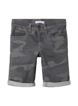 Bermuda Denim Name It Theo Tayson Camo Cinza Menino