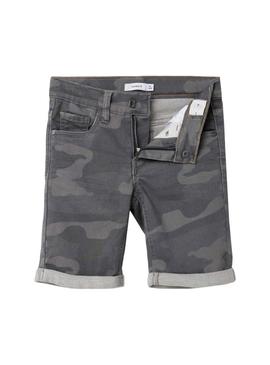 Bermuda Denim Name It Theo Tayson Camo Cinza Menino