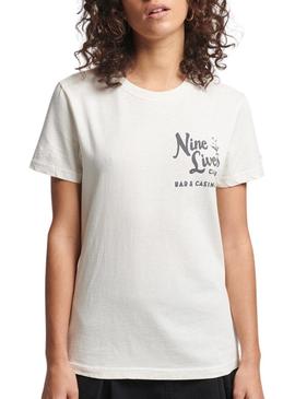 T-Shirt Superdry Vintage Lines Branco para Mulher