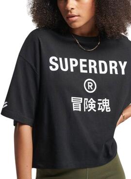 T-Shirt Superdry Code Core Sport Preto para Mulher