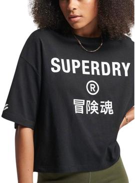 T-Shirt Superdry Code Core Sport Preto para Mulher