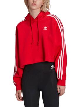 Sweat Adidas Adicolor Capuz Crop Vermelho Mulher