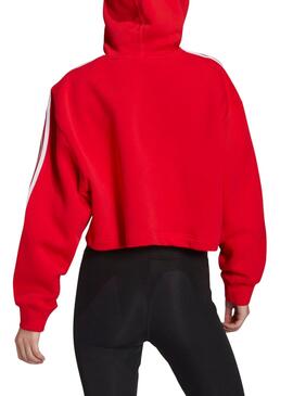 Sweat Adidas Adicolor Capuz Crop Vermelho Mulher