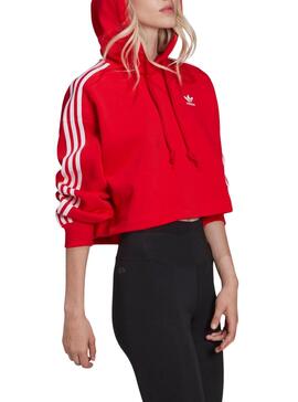 Sweat Adidas Adicolor Capuz Crop Vermelho Mulher