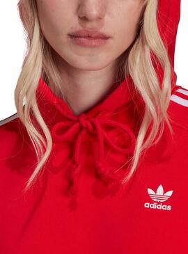 Sweat Adidas Adicolor Capuz Crop Vermelho Mulher