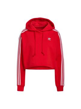 Sweat Adidas Adicolor Capuz Crop Vermelho Mulher