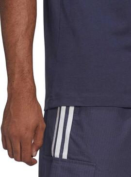 T-Shirt Adidas 3 Bandas Azul Marinho para Homem