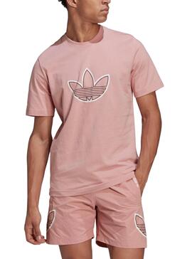 T-Shirt Adidas Outline Logo Rosa para Homem