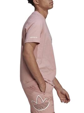 T-Shirt Adidas Outline Logo Rosa para Homem