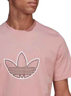T-Shirt Adidas Outline Logo Rosa para Homem