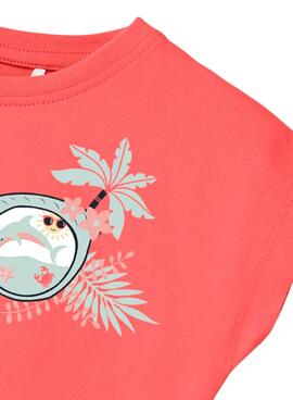 T-Shirt Name It Vilma Crop Óculos Rosa para Menina