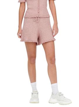 Short Only Lina Ruffle Rosa para Mulher