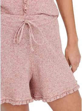 Short Only Lina Ruffle Rosa para Mulher