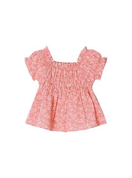 Blusa Mayoral Seersucker Impresso Rosa para Menina