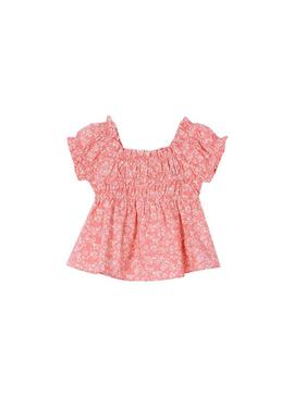 Blusa Mayoral Seersucker Impresso Rosa para Menina