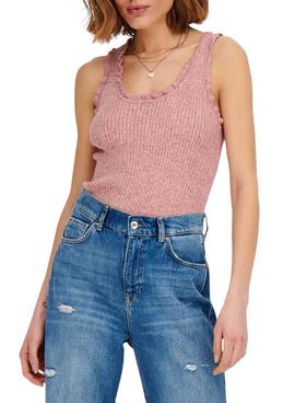 T-Shirt Only Lina Ruffle Rosa para Mulher