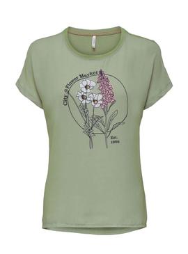 T-Shirt Only Flora Market Verde para Mulher