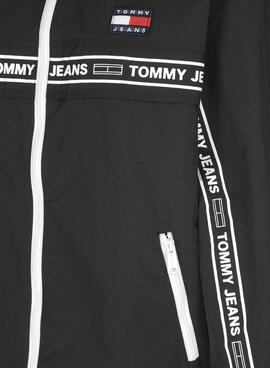 Casaco corta-vento Tommy Jeans Chicago Tape Preto Mulher