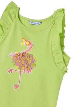 Set Mayoral Short Flamingo Verde para Menina