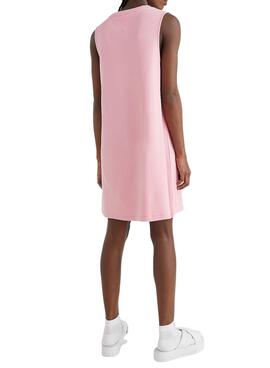 Vestido Tommy Jeans Badge Tank Rosa Para Mulher