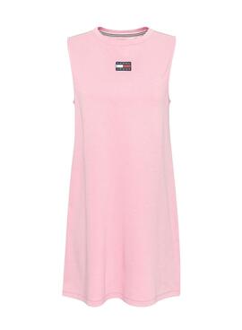 Vestido Tommy Jeans Badge Tank Rosa Para Mulher