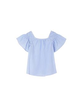 Blusa Mayoral Favo de Mel Azul Para Menina