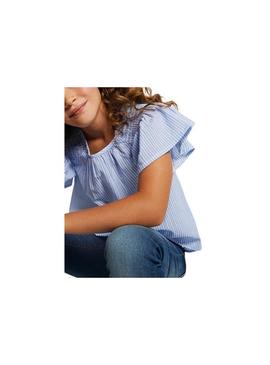 Blusa Mayoral Favo de Mel Azul Para Menina