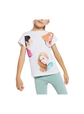 T-Shirt Mayoral Face Branco Para Menina