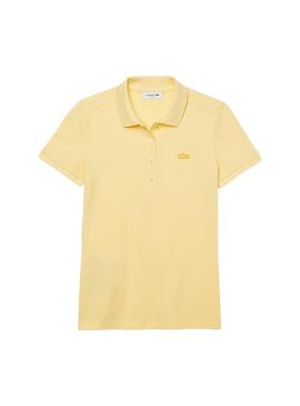Polo Lacoste Em Pique Amarelo Para Mulher
