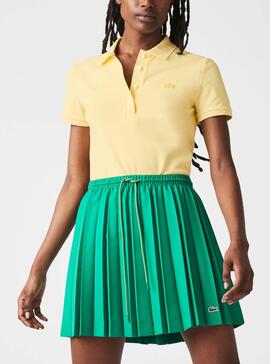 Polo Lacoste Em Pique Amarelo Para Mulher