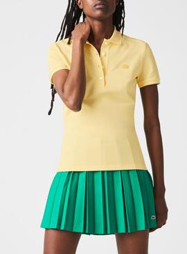 Polo Lacoste Em Pique Amarelo Para Mulher