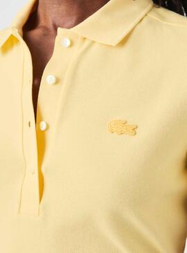 Polo Lacoste Em Pique Amarelo Para Mulher