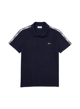 Polo Lacoste Regular Listras Azul Marinho para Homem